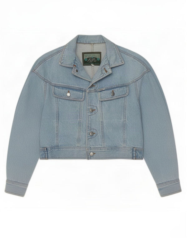 Jachetă de denim crop pentru femei Rifle UK 16 Large Blue