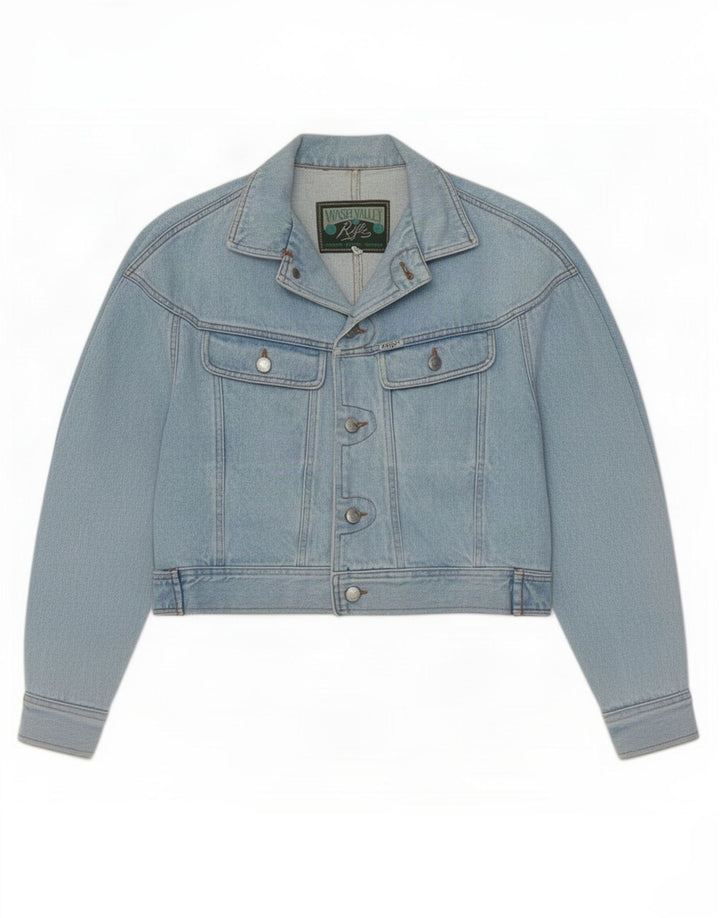 Jachetă de denim crop pentru femei Rifle UK 16 Large Blue