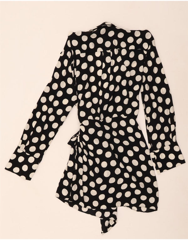 Rochie înfășurată cu mânecă lungă pentru femei Zara UK 18 XL, viscoză neagră cu buline