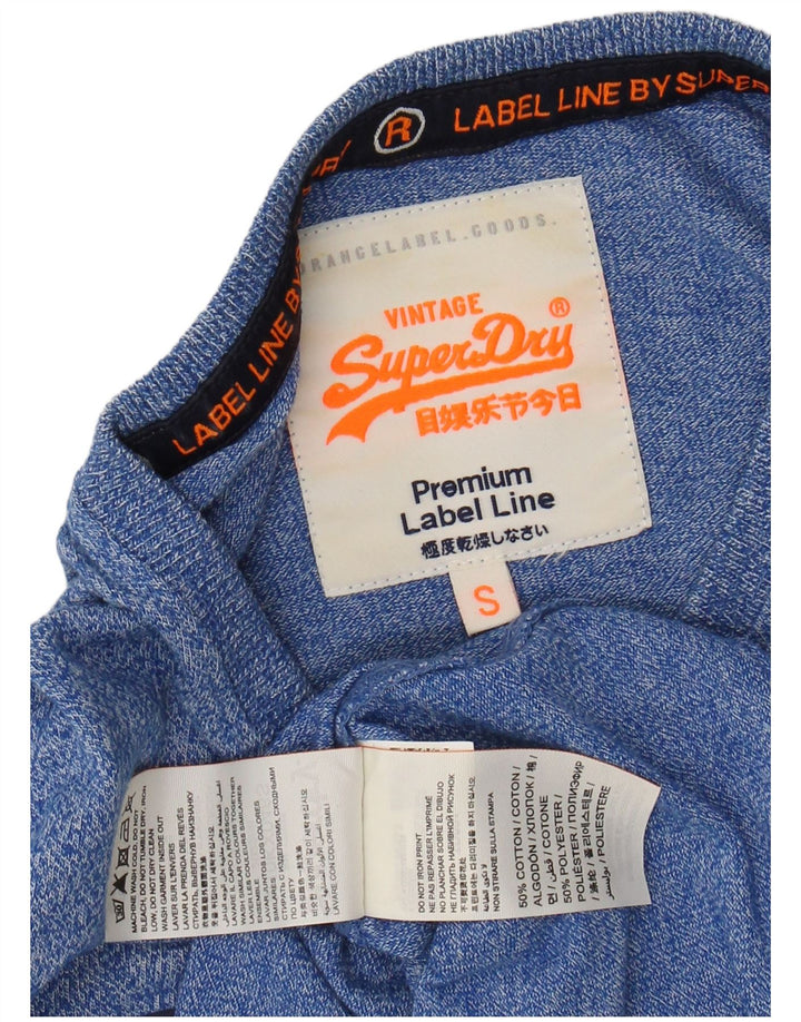 SUPERDRY tricou grafic pentru bărbați Top mic albastru bumbac cu pete