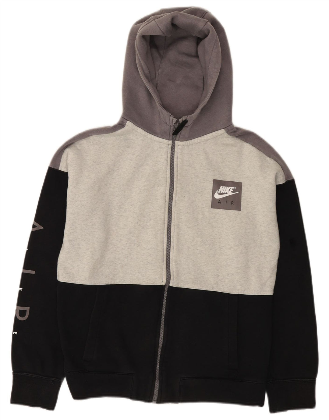 Pulover NIKE Air Graphic pentru băieți, cu fermoar, 13-14 ani, XL, negru, bloc de culoare