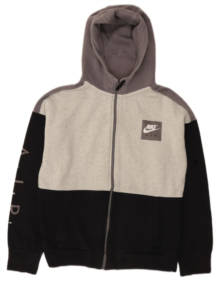 Pulover NIKE Air Graphic pentru băieți, cu fermoar, 13-14 ani, XL, negru, bloc de culoare