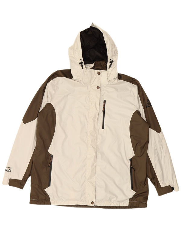 IGUANA Womens Hooded Windbreaker Jacket EU 46 XL White Colourblock