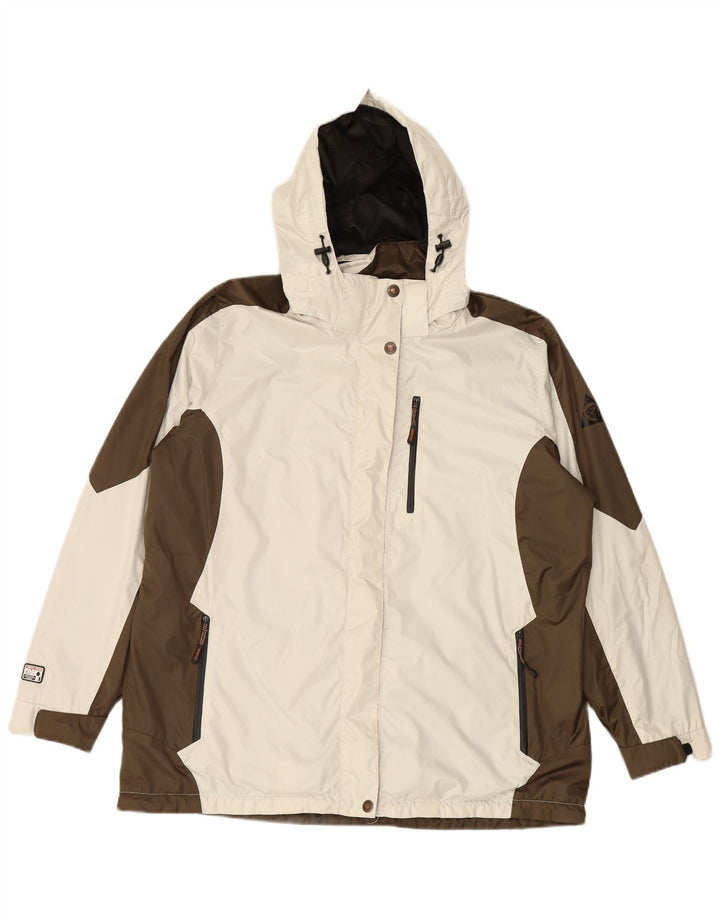 Jachetă de vânt pentru femei IGUANA, cu glugă, EU 46 XL, alb, bloc de culoare