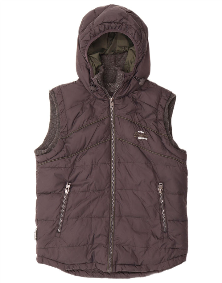 SUPERDRY Gilet căptușit cu glugă pentru bărbați UK 38 Medium Navy Blue Marine