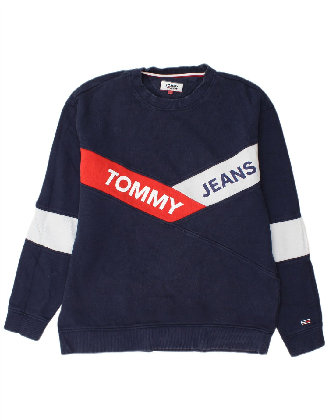 Hanorac grafic pentru bărbați Tommy Hilfiger Pulover mare, bleumarin, color block