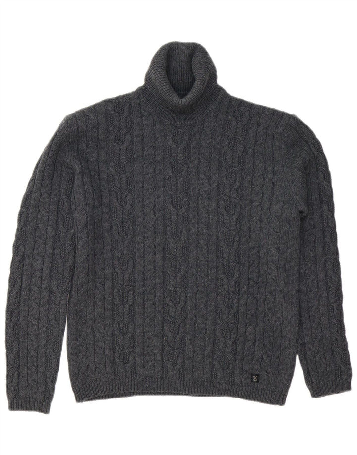 CALVIN KLEIN JEANS Pulover supradimensionat cu gât rulat pentru femei UK 18 XL gri