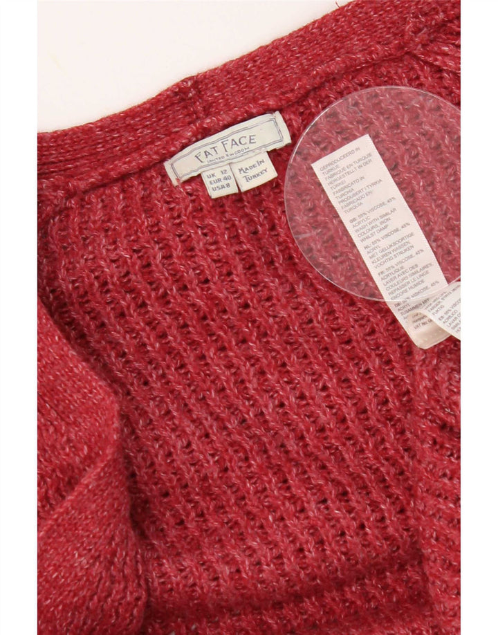 Pulover cardigan deschis supradimensionat pentru femei Fat Face UK 12 Viscoză roșie medie