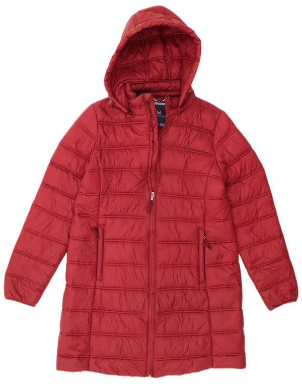 Crew Clothing Jachetă căptușită cu glugă pentru femei UK 14 Medium Burgundy Nylon
