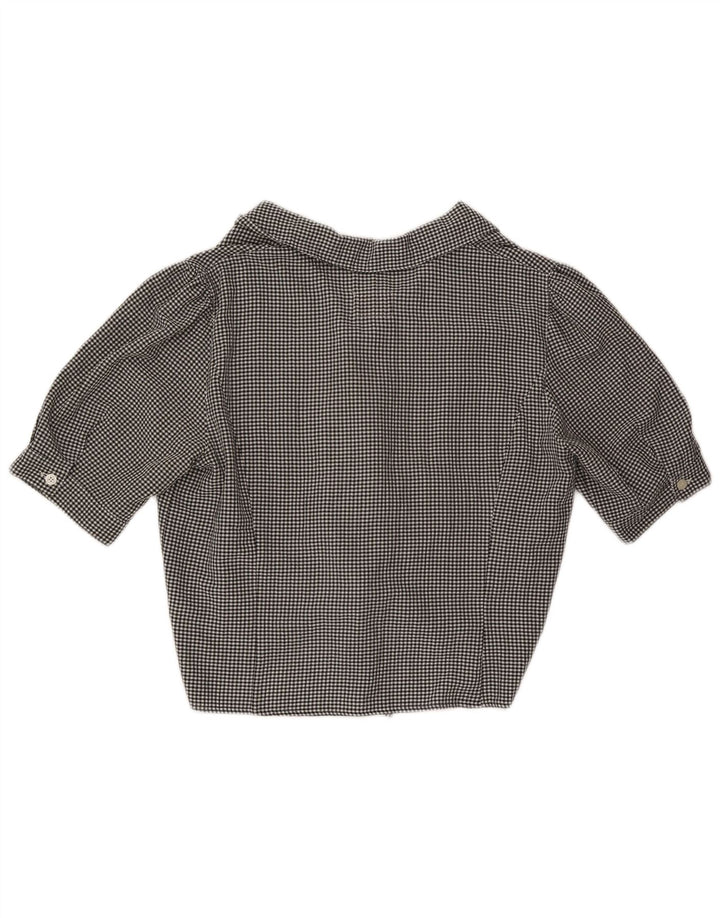 Bluză cămașă cu cravată în față pentru femei Marina Sport Mărimea 21 Medium Black Gingham