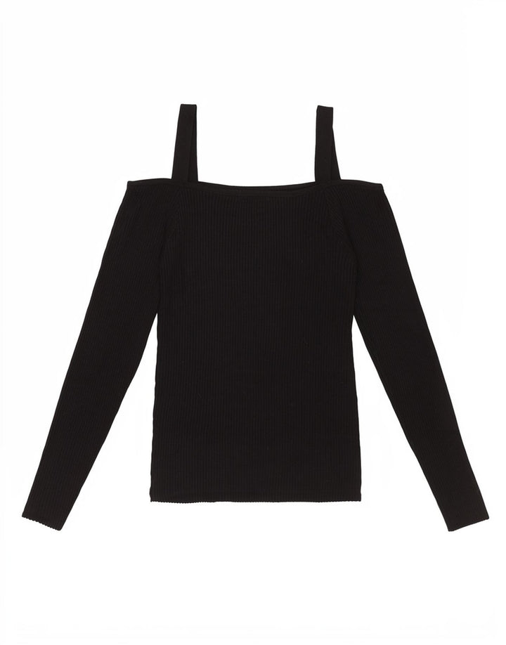 Top pentru femei Guess cu umăr dezactivat UK 12 Medium Black Rayon