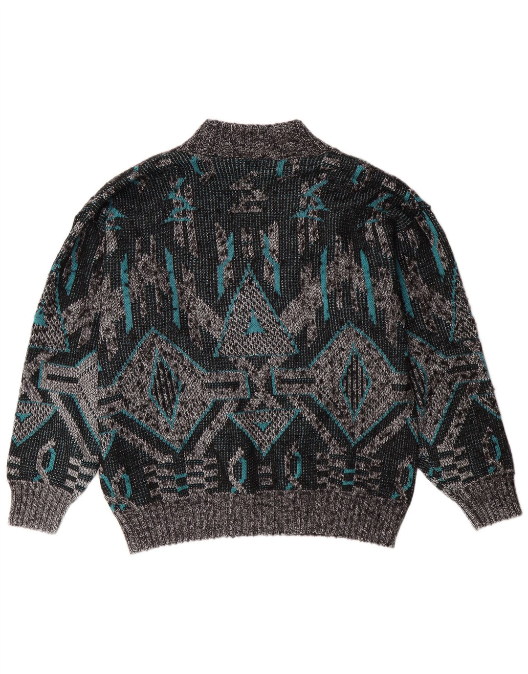 VINTAGE Pulover cu decolteu în V pentru bărbați, mare, gri geometric