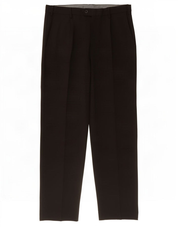Pantaloni de costum obișnuiți pentru bărbați Marks & Spencer L36 L33 Poliester negru