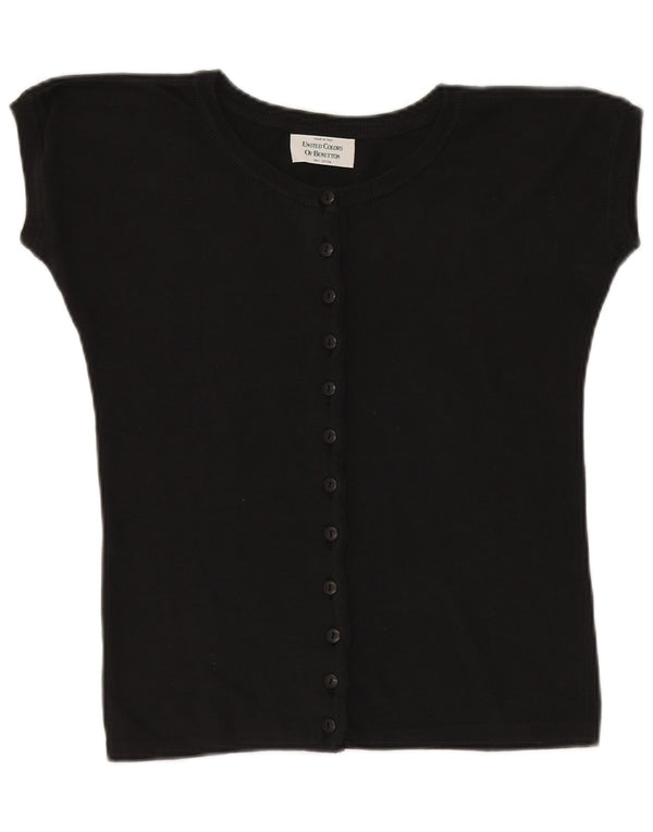 Crop Top din tricot pentru femei Benetton IT 46, mare, negru, bumbac
