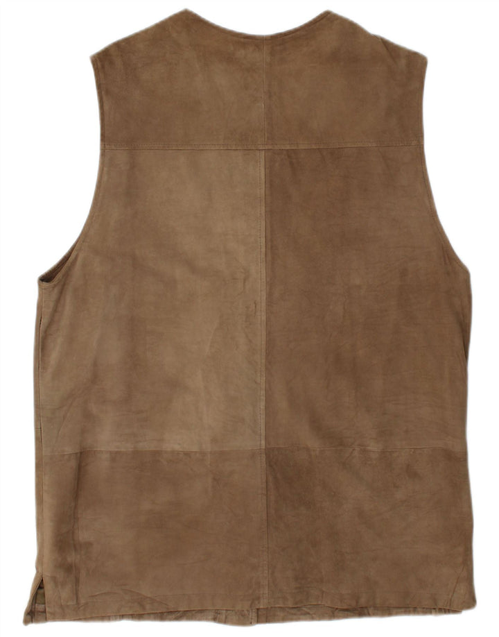 Gilet de damă vintage din piele intoarsa EU 42 mare maro din piele