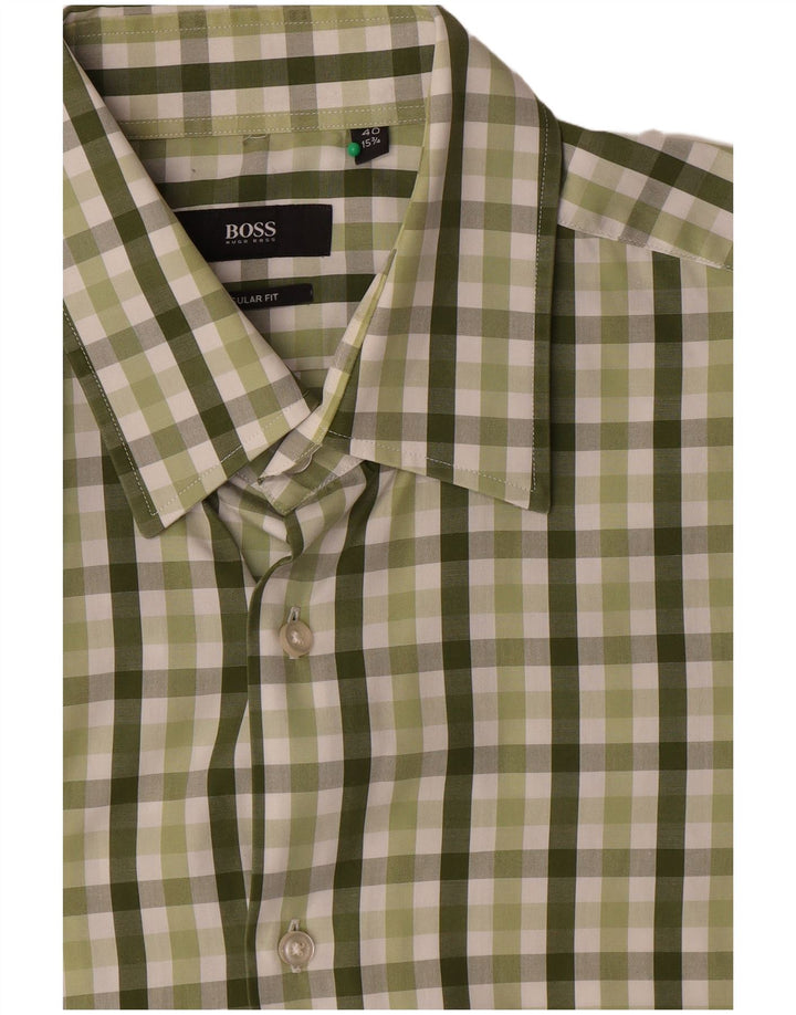Cămașă cu mânecă scurtă pentru bărbați Hugo Boss Mărimea 40 15 3/4 verde mediu Gingham