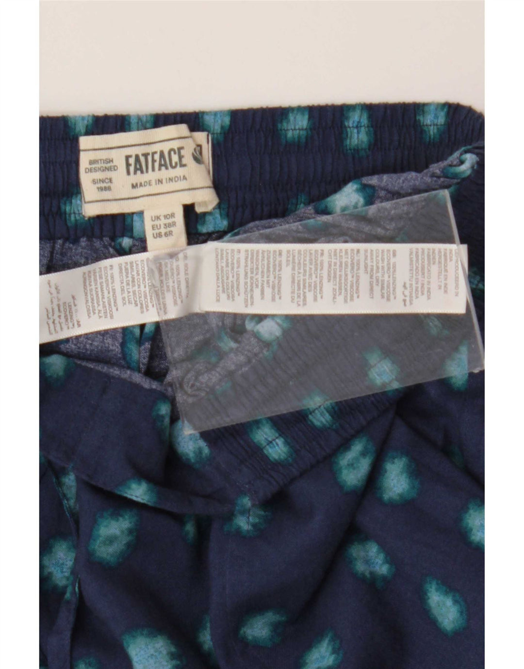 Pantaloni Fat Face pentru femei cu model abstract UK 10 Small W30 L27 Blue