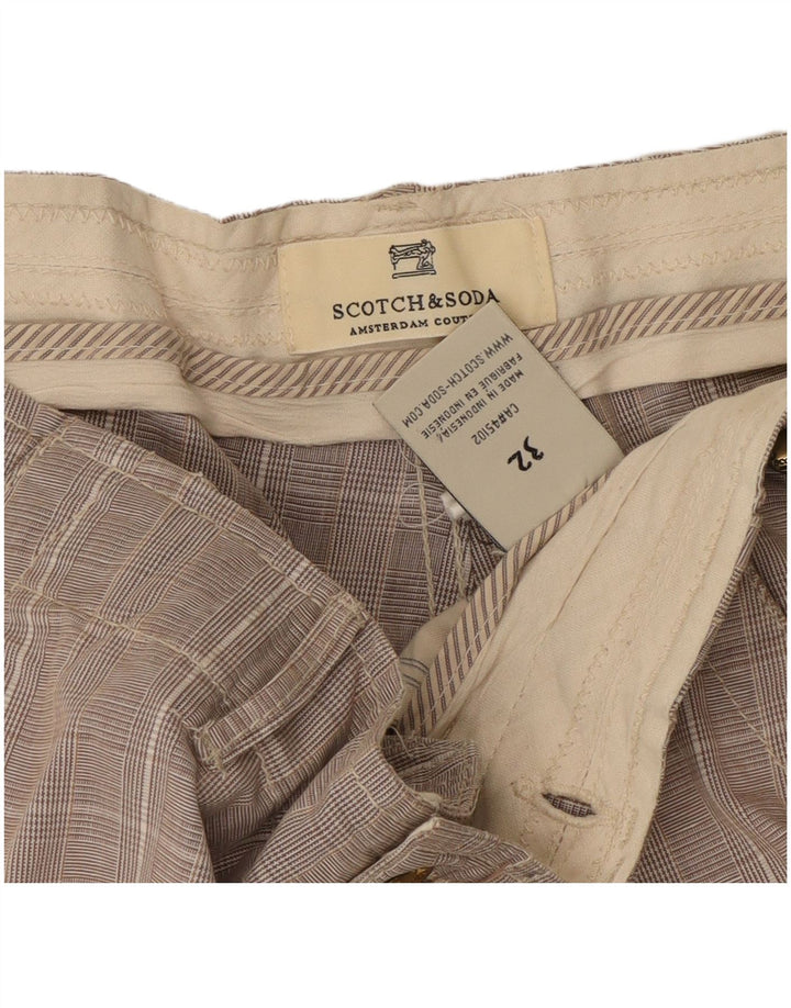 Scotch & Soda Pantaloni scurți cargo pentru bărbați W32, bumbac cu carouri, gri mediu