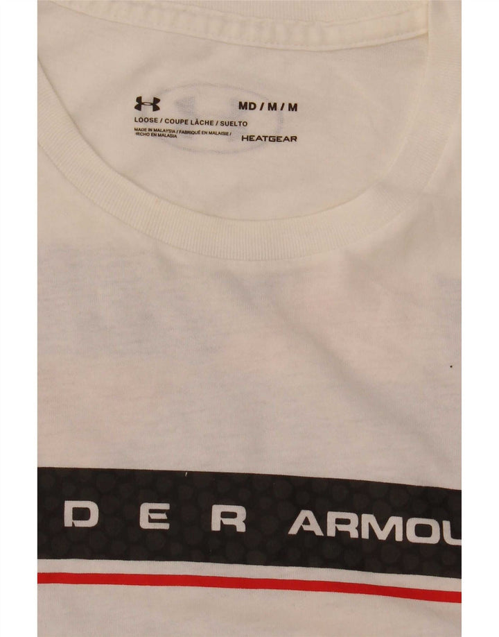 Tricou grafic Under Armour pentru bărbați Heat Gear Top Mediu Alb