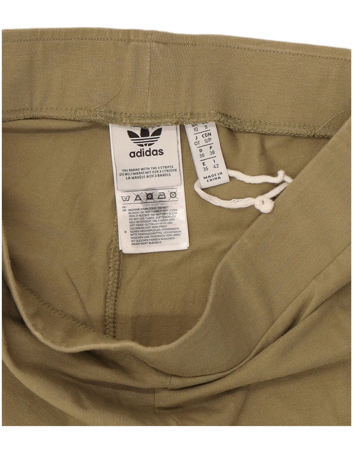 ADIDAS Womens Leggings UK 10 Small Khaki Cotton