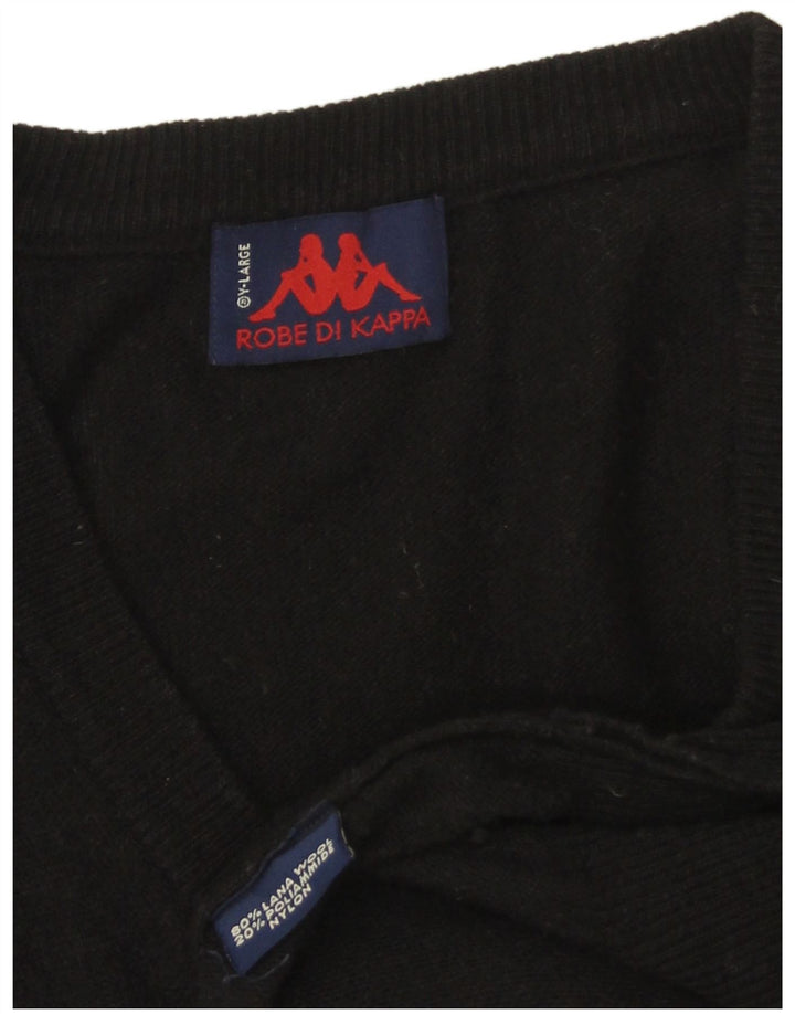 Pulover pentru bărbați KAPPA cu decolteu în V, XL, lână neagră