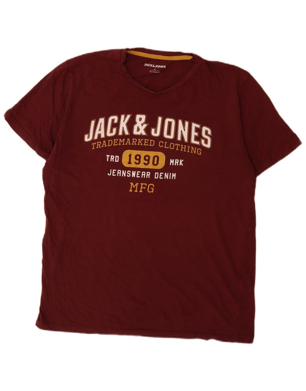 Tricou grafic Jack & Jones pentru bărbați Top XL Burgundy