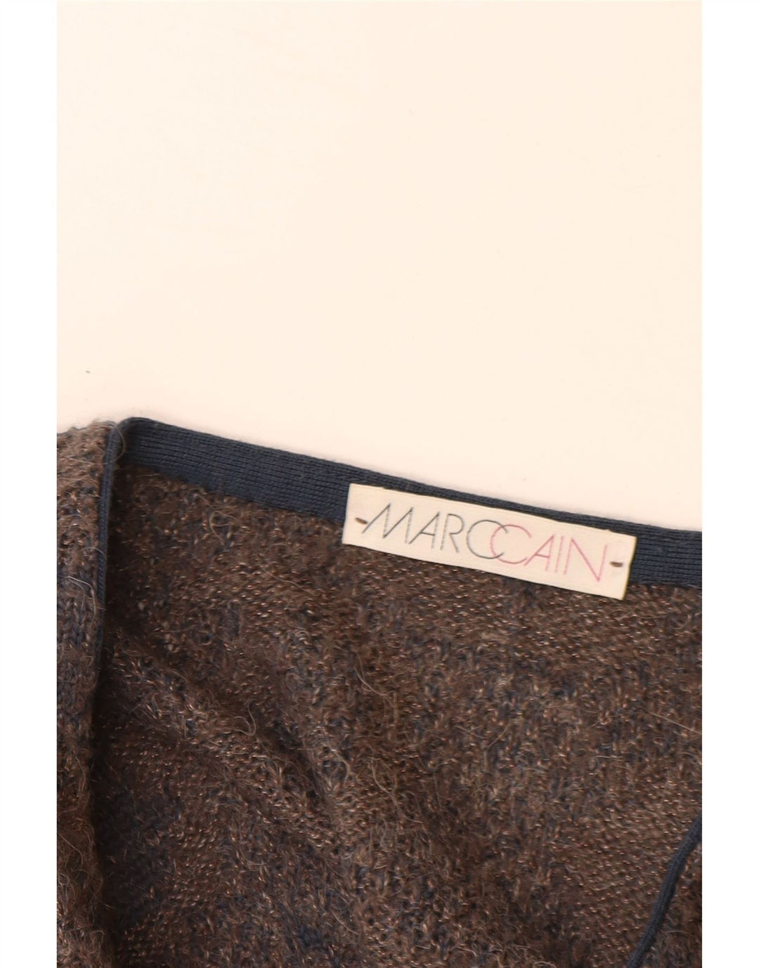 MARCCAIN Pulover cu decolteu în V pentru bărbați XL Lână geometrică maro