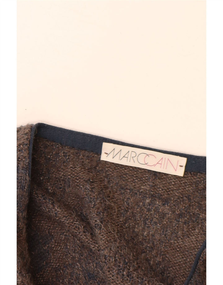 MARCCAIN Pulover cu decolteu în V pentru bărbați XL Lână geometrică maro