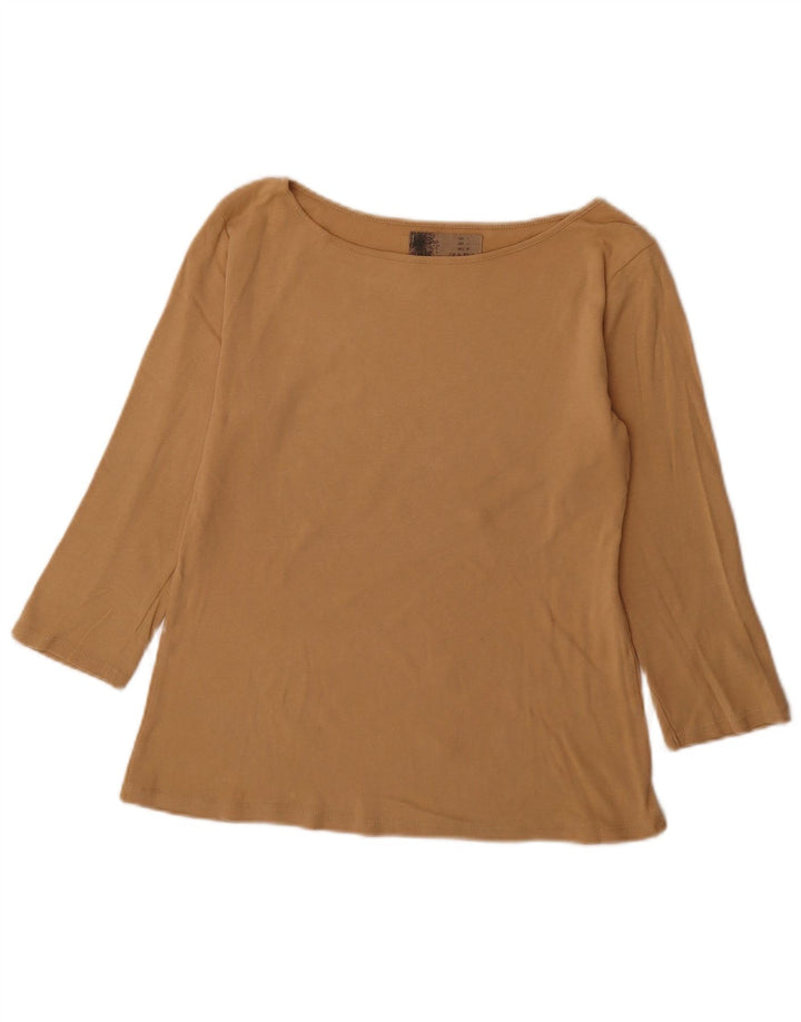 Top femeie Zara cu mâneci 3/4 UK 14 mare, bej, bumbac