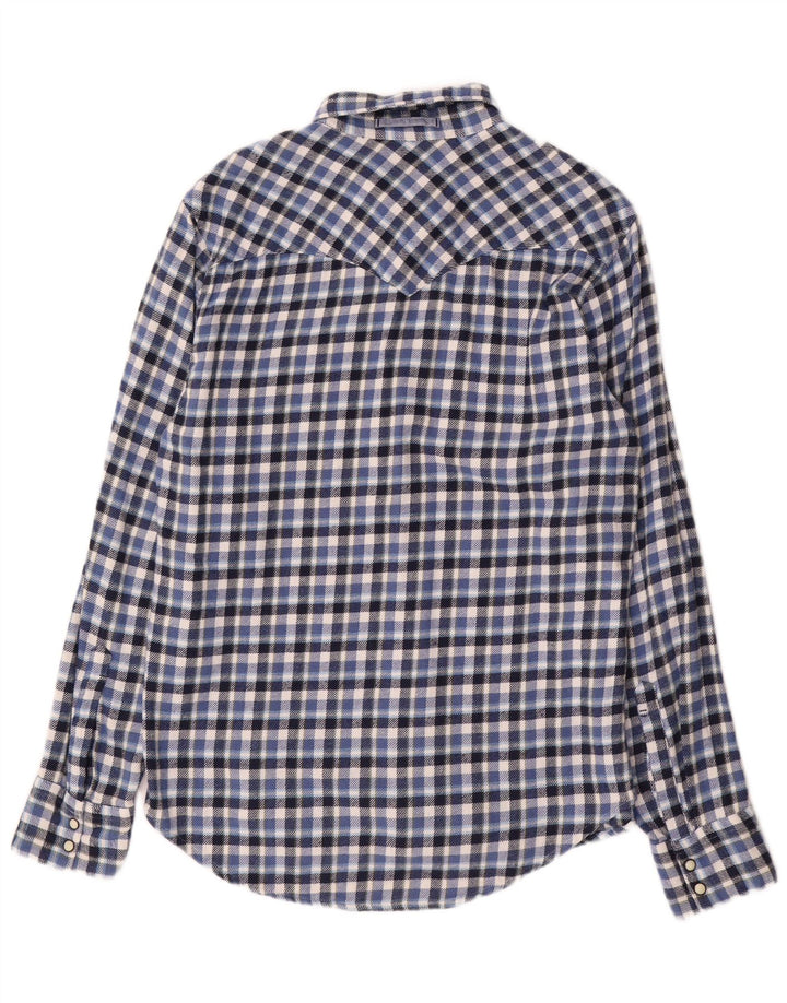 Cămașă de flanel Levi's Slim Fit, bumbac cu carouri albastru mediu