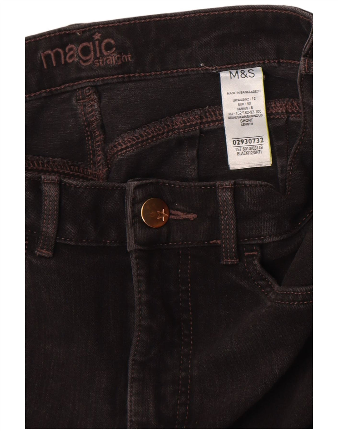 Blugi drepti pentru femei Marks & Spencer UK 12 Medium W32 L27 Bumbac negru