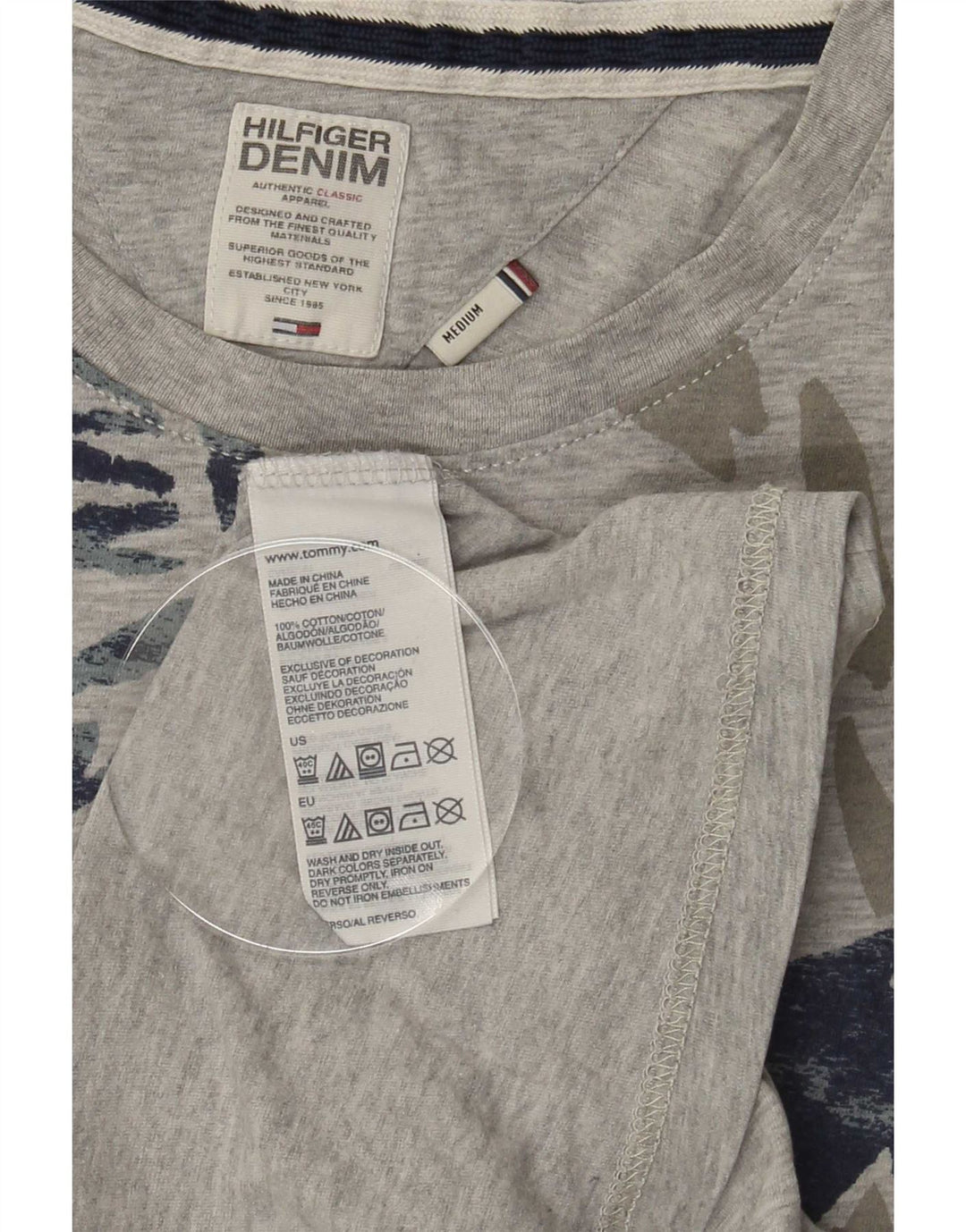Tricou cu grafic Tommy Hilfiger pentru bărbați Top din bumbac cu pete gri mediu