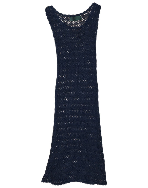 Rochie vintage cu pulover din croșetat fără mâneci pentru femei UK 8 Mic bleumarin