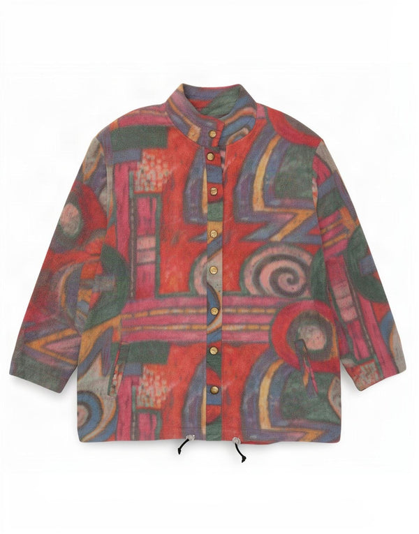 F.LLI Campagnolo Femei Fleece Jacket UK 18 XL Multicolor Geometric