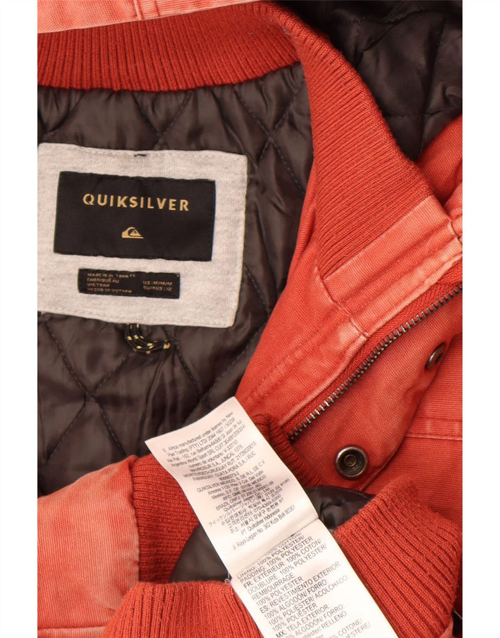 Jachetă bomber cu glugă Quiksilver pentru femei UK 12, bumbac roșu mediu