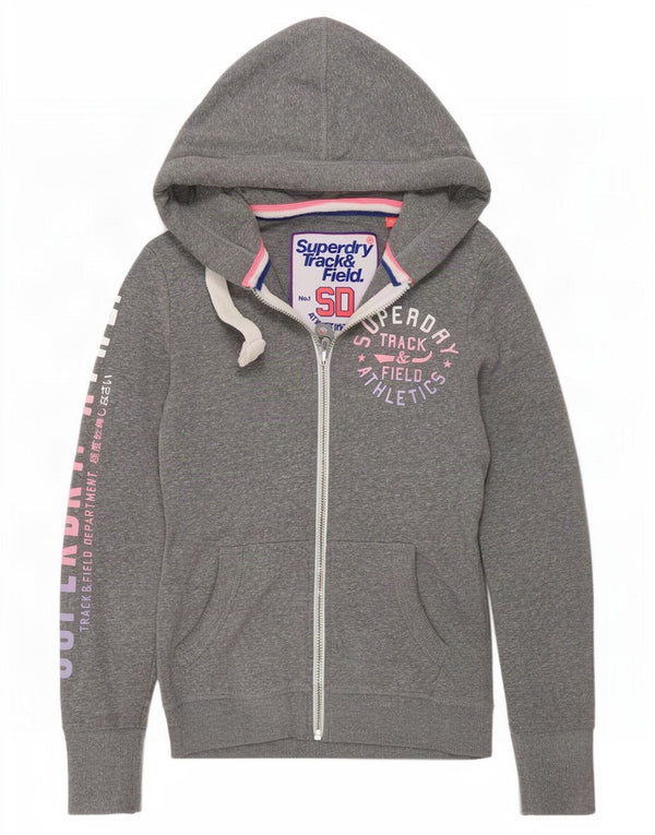 Pulover Superdry Graphic Zip pentru femei UK 10 Small Grey Flecked