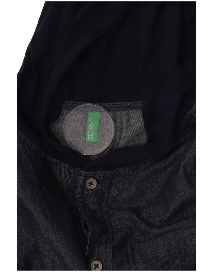 Cămașă cu glugă pentru bărbați Benetton, albastru bleumarin, color block