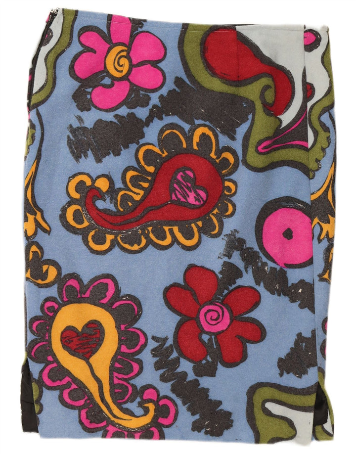 Fusta Dreaptă Vintage Femei W36 XL Albastru Floral