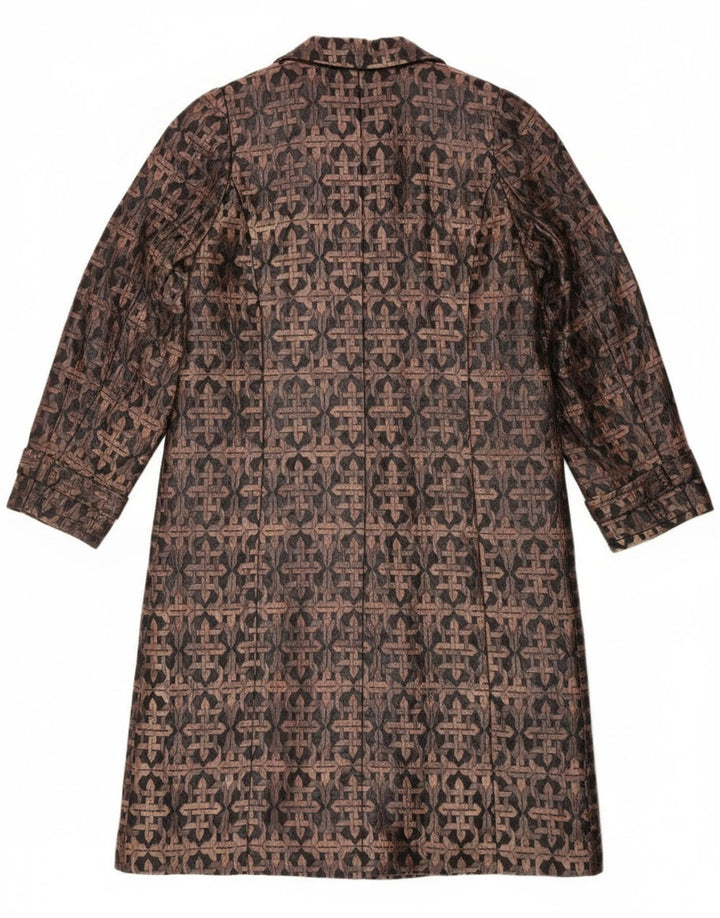 Palton de damă vintage cu piept dublu UK 14 maro mediu geometric