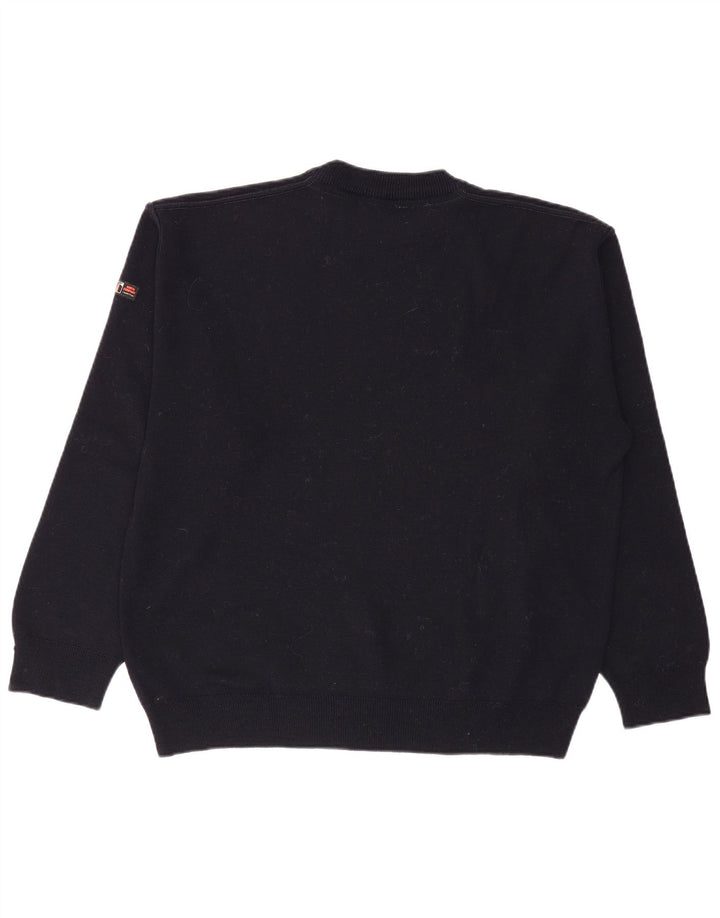 Pulover VINTAGE pentru bărbați, cu gât crew, bumbac mare, albastru bleumarin