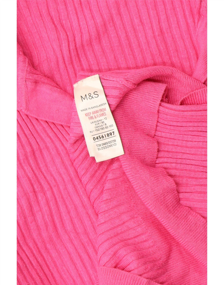 Marks & Spencer Pulover cu gât polo pentru femei UK 12 Viscoză roz mediu