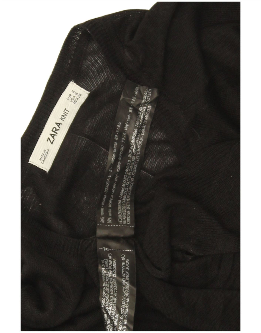 Pulover pentru femei Zara, cu gât de barcă, UK 10, mic, negru, viscoză