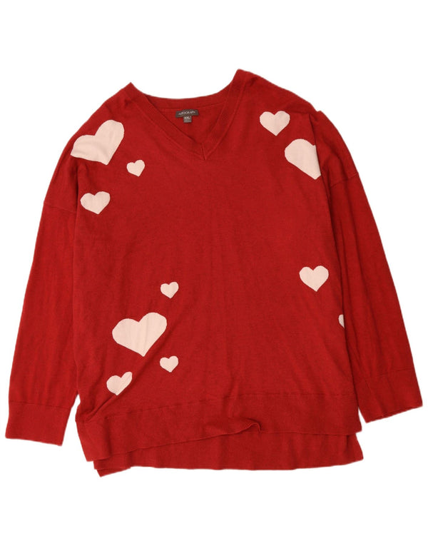 Pulover cu decolteu în V Autograph pentru femei UK 20 2XL Viscoză roșie