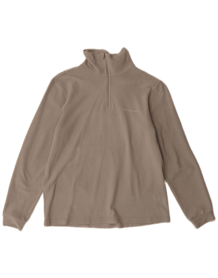 Pulover pentru bărbați Champion, cu fermoar și gât, poliester, gri mic