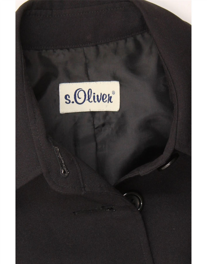 S.OLIVER Womens 6 Button Blazer Jacket UK 14 Medium Black Polyester Vintage S.Oliver and Second-Hand S.Oliver from Messina Hembry 