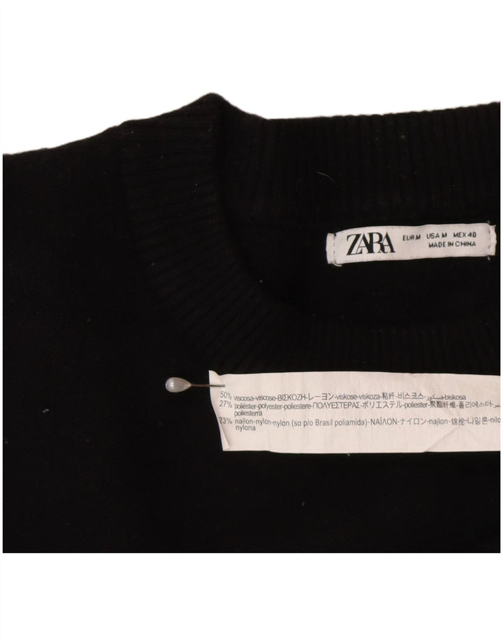 Pulover pentru femei Zara, cu gâtul turn, UK 14 Medium Black Viscose