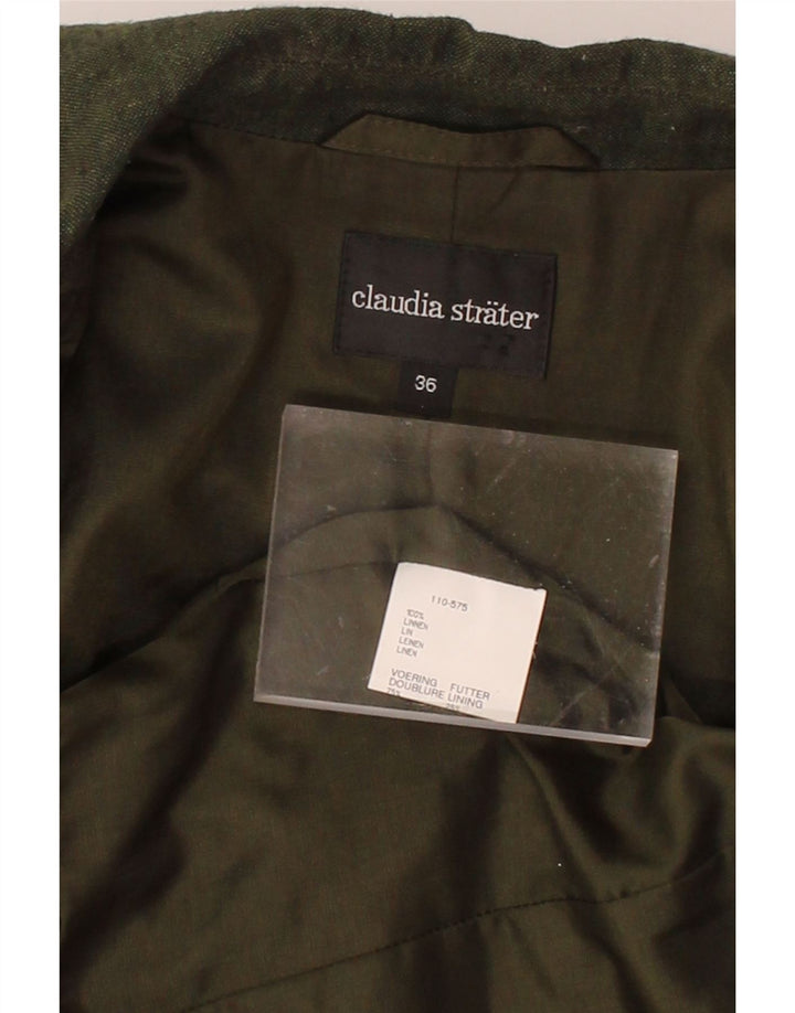CLAUDIA STRATER Womens 4 Button Blazer Jacket EU 36 Small Green Linen Vintage Claudia Strater and Second-Hand Claudia Strater from Messina Hembry 