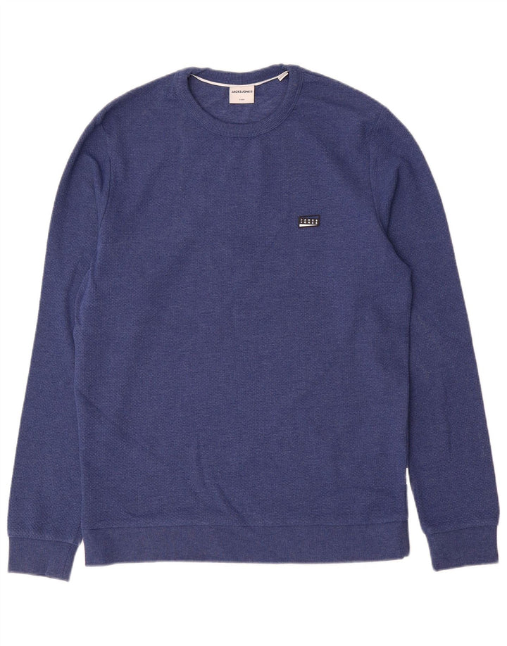 Pulover Jack & Jones pentru bărbați, bumbac albastru mediu