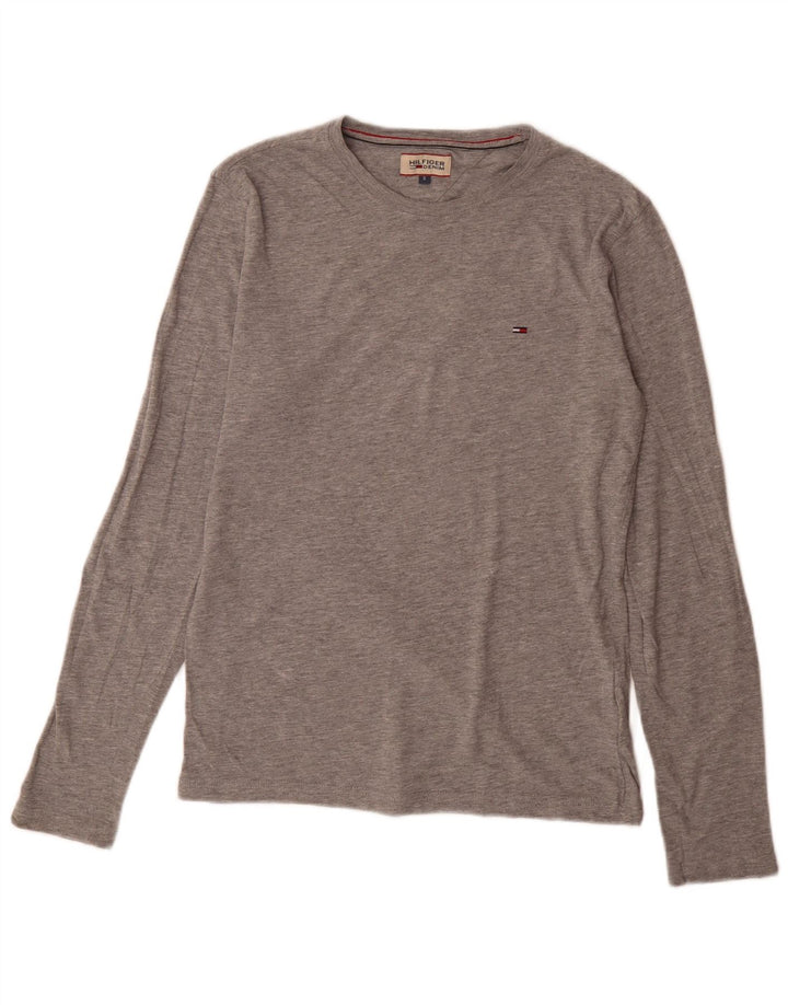 Top pentru bărbați Tommy Hilfiger cu mânecă lungă, mic, gri, bumbac cu pete