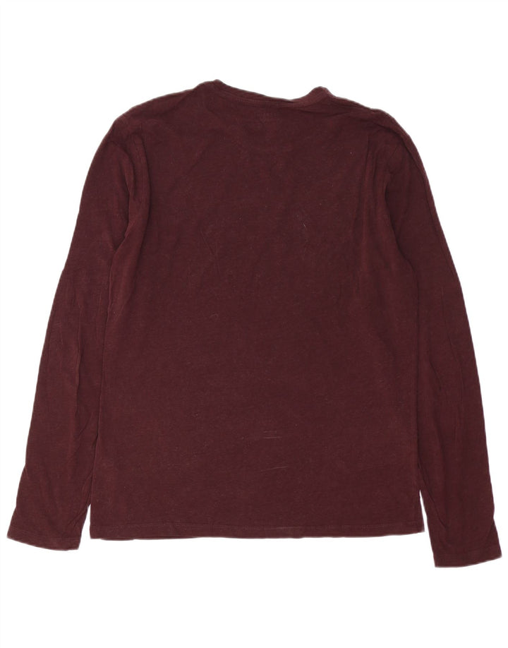 All Saints Top pentru bărbați cu mânecă lungă din bumbac burgundy mediu
